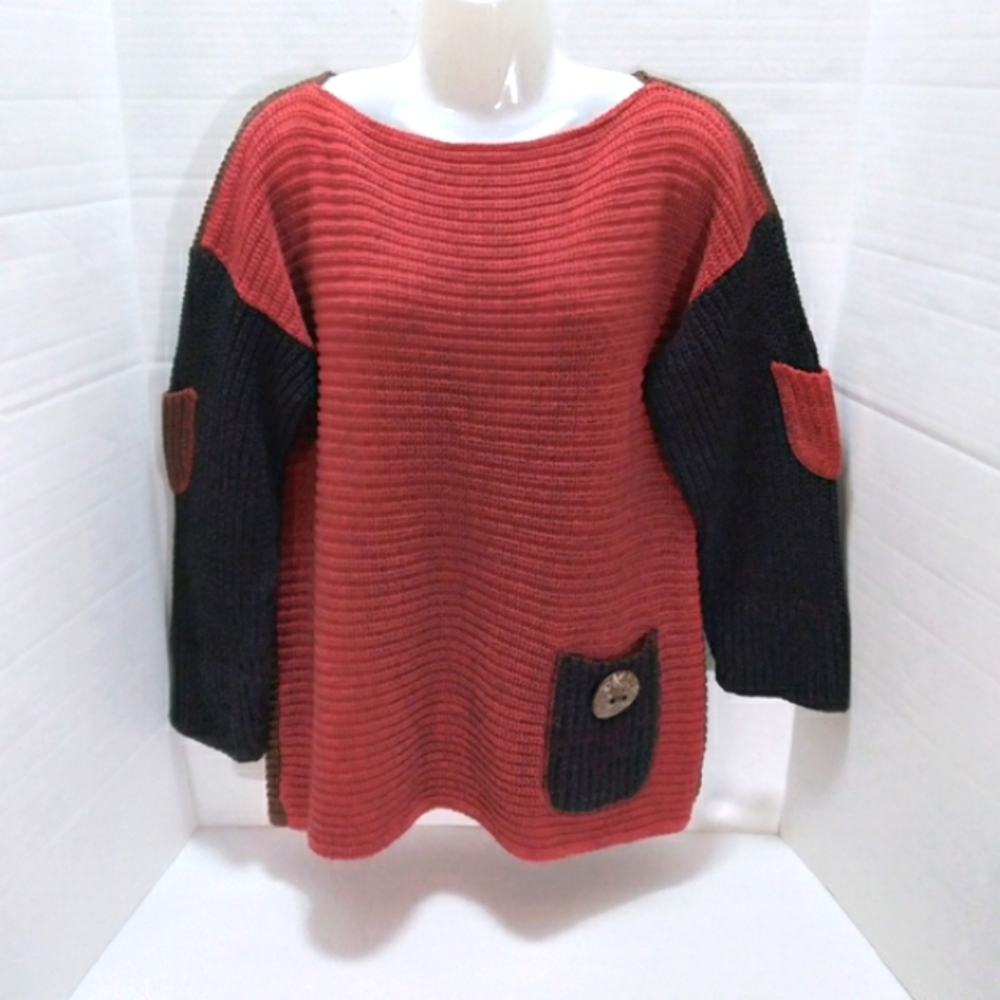 Unbranded Thick Knit Sweater Heavyweight Both sides Colorblock Made in USA S